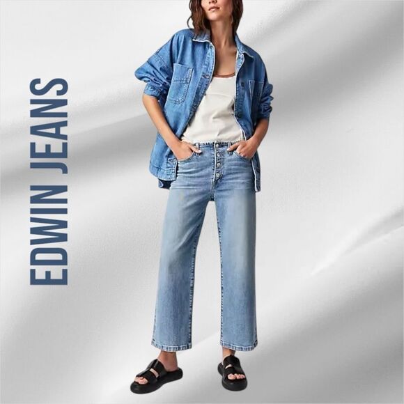 EDWIN ANTHROPOLOGIE Women’s Bound Marli Ankle Jeans in the Size 27 in Trip Blue - Picture 1 of 9